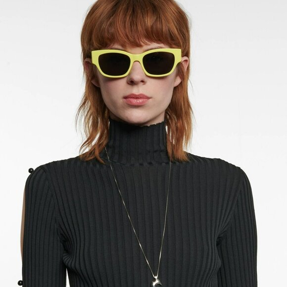 Celine MONOCHROMS Men Sunglasses Lime Green Grey Cat Eye CL40197U 93A BRAND NEW - Picture 6 of 12